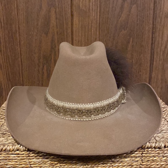 Vintage Resistol Stagecoach Fur Western Hat w/ Hand Embroidered Trim & Feathers - Picture 6 of 16